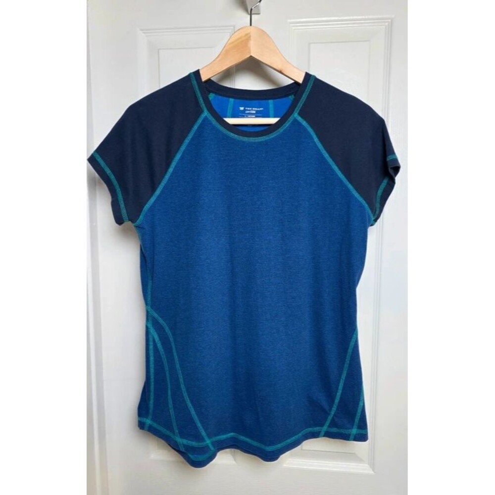 Tek Gear DryTek Blue Micro Striped Raglan Athletic Tee Shirt Size L / M